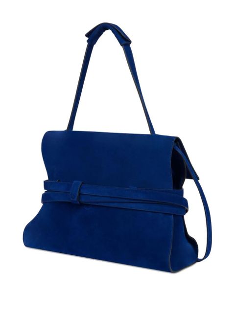 Moschino belted leather shoulder bag - Blue