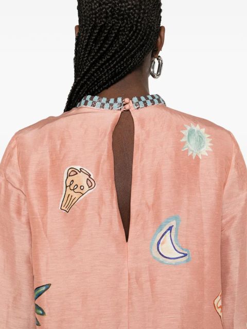 ALEMAIS x LRNCE Laurence beaded embroidered mini dress - Pink