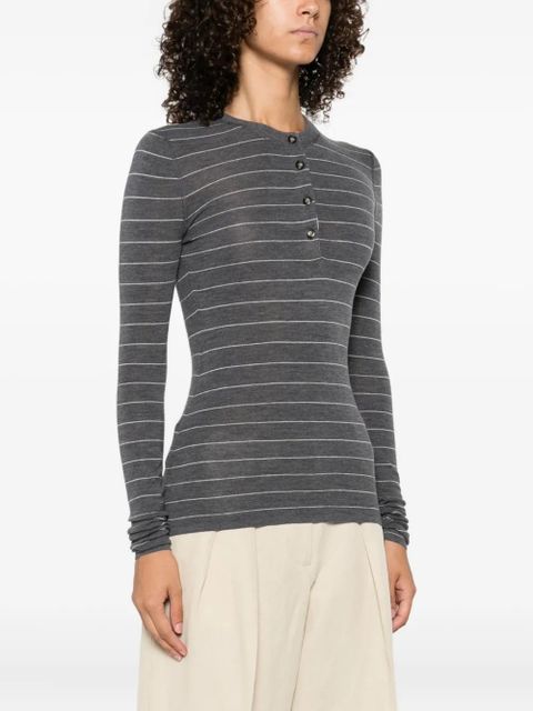 Nanushka striped button-front top - Grey