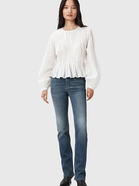 AllSaints jeansy HALDAN damskie medium waist W008ED - zdjęcie produktu nr 1
