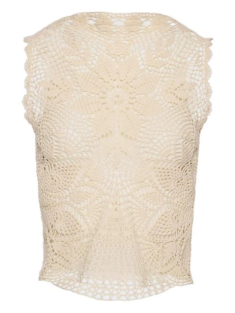 Magda Butrym crochet round-neck top - Neutrals - zdjęcie produktu nr 1