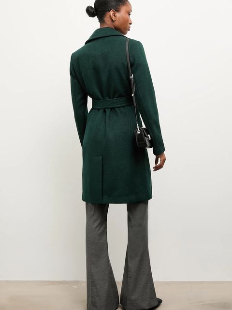 Answear Lab płaszcz wełniany kolor zielony przejściowy dwurzędowy