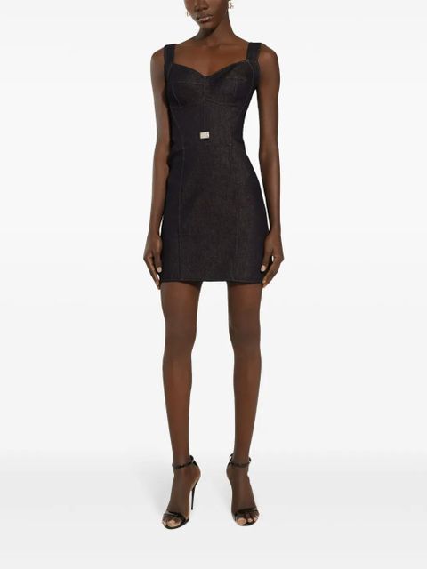 Dolce & Gabbana logo-plaque bustier dress - Black