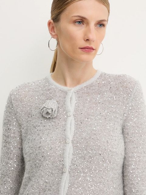 Marella kardigan z dodatkiem wełny damski kolor szary lekki 2523346152200