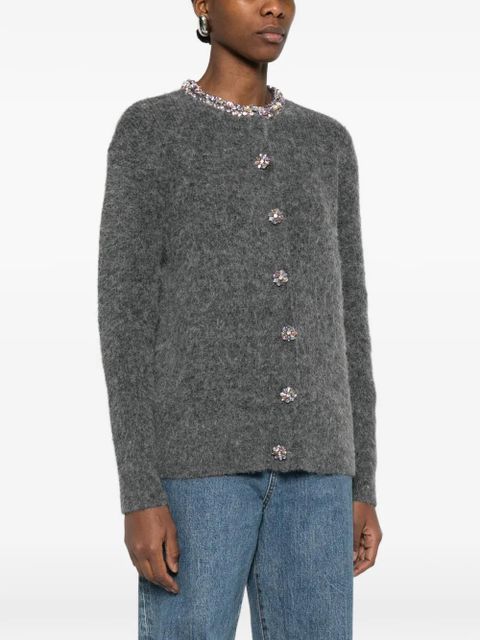 Self-Portrait crystal-embellishment cardigan - Grey