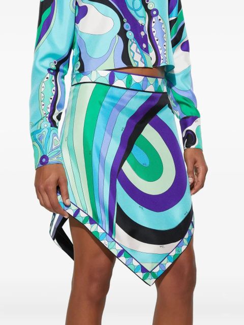 PUCCI abstract-print asymmetric mini skirt - Blue