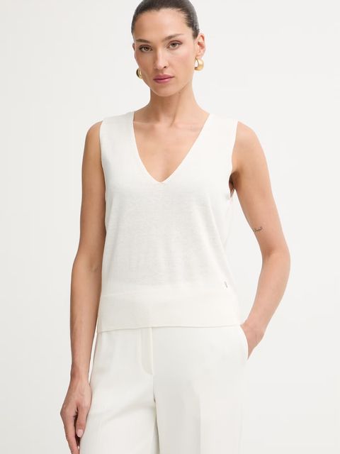 Calvin Klein top damski z lnem - zdjęcie produktu nr 1