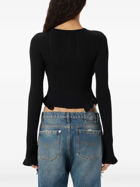 Blumarine ribbed butterfly cardigan - Black
