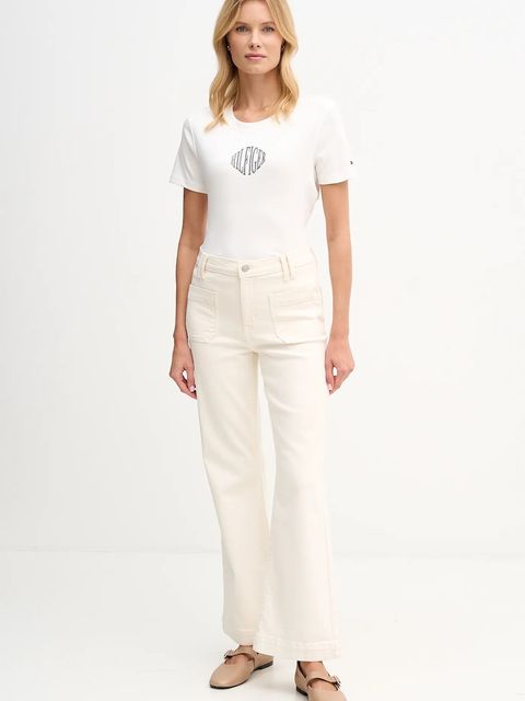 Tommy Hilfiger t-shirt bawełniany damski kolor beżowy WW0WW47880 - zdjęcie produktu nr 2