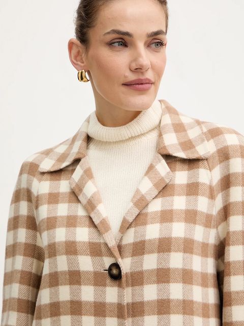 Luisa Spagnoli płaszcz z dodatkiem wełny kolor beżowy 542670