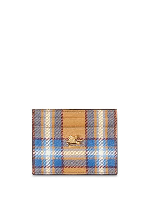 ETRO Pegaso-motif tartan leather card holder - Yellow - zdjęcie produktu nr 1