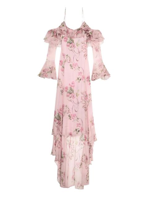 Blumarine floral-printed ruffled gown - Pink