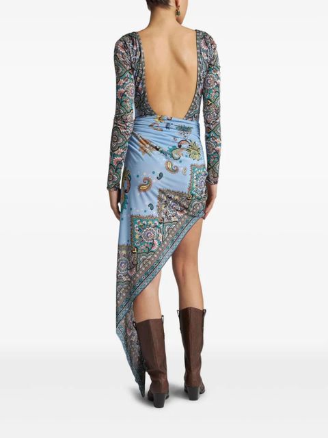 ETRO asymmetric mini dress - Blue