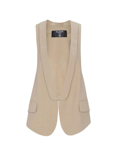 Balmain asymmetrical gabardine gilet - Neutrals - zdjęcie produktu nr 1