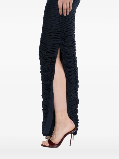 Versace Draped Silk Crêpe Midi Dress - Blue