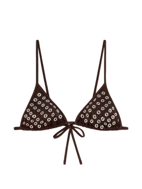 Gimaguas Emily eyelet triangle bikini top - Brown - zdjęcie produktu nr 1