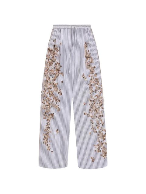 Dolce & Gabbana striped poplin trousers with flower embroidery - Purple - zdjęcie produktu nr 1