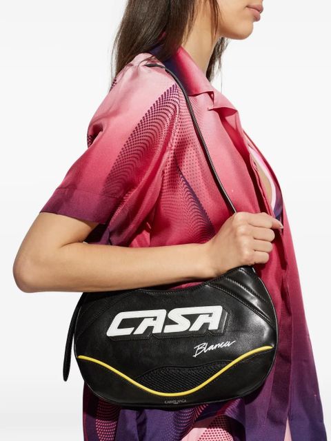 Casablanca logo-lettering leather shoulder bag - Black - zdjęcie produktu nr 2