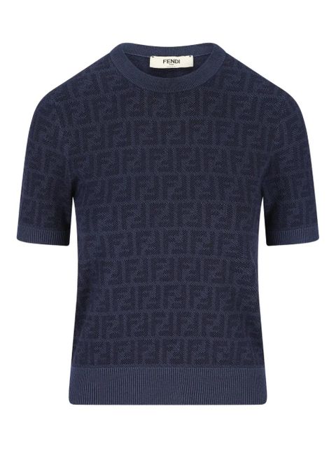 FENDI jacquard ribbed t-shirt - Blue - zdjęcie produktu nr 1