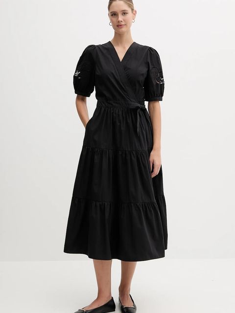 Dkny sukienka bawełniana kolor czarny midi rozkloszowana P5DB0B48 - zdjęcie produktu nr 1