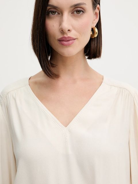 Twinset bluzka damska kolor beżowy z aplikacją 252TP2151