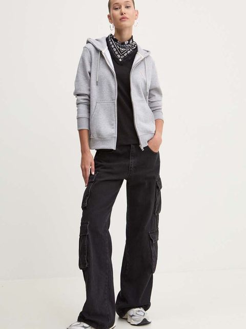 Guess Jeans bluza damska kolor szary z kapturem gładka W4YQ03 KC811