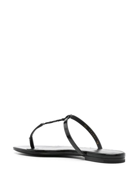 Saint Laurent Cassandra leather slides - Black