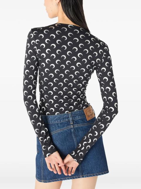 Marine Serre moon-printed long-sleeved top - Black