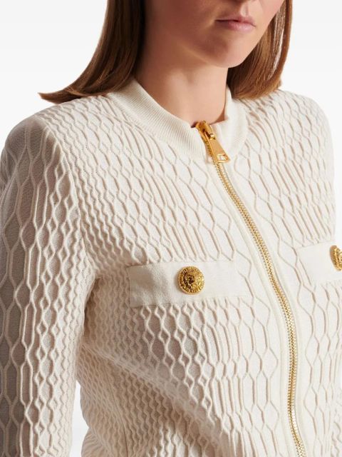 Balmain zip-fastening cardigan - White