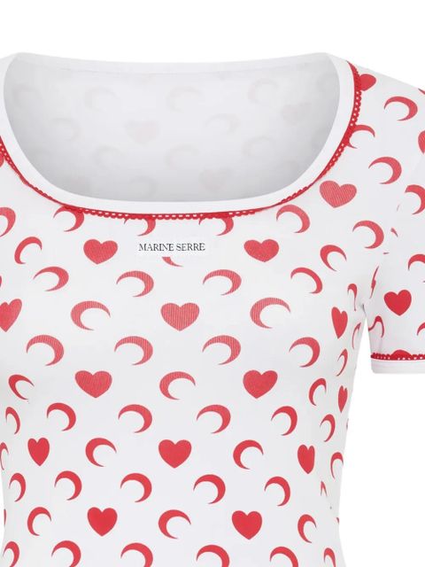 Marine Serre heart moon squareneck T-shirt - White - zdjęcie produktu nr 2