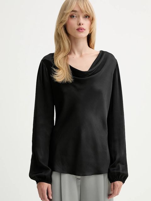Fracomina bluzka damska kolor czarny gładka FS25WT1004W45101 - zdjęcie produktu nr 1
