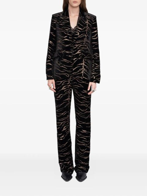 Zadig&Voltaire Vavy tiger-stripe velvet blazer - Black - zdjęcie produktu nr 2
