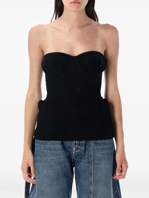 Jean Paul Gaultier ribbed-knit bustier top - Black - zdjęcie produktu nr 1