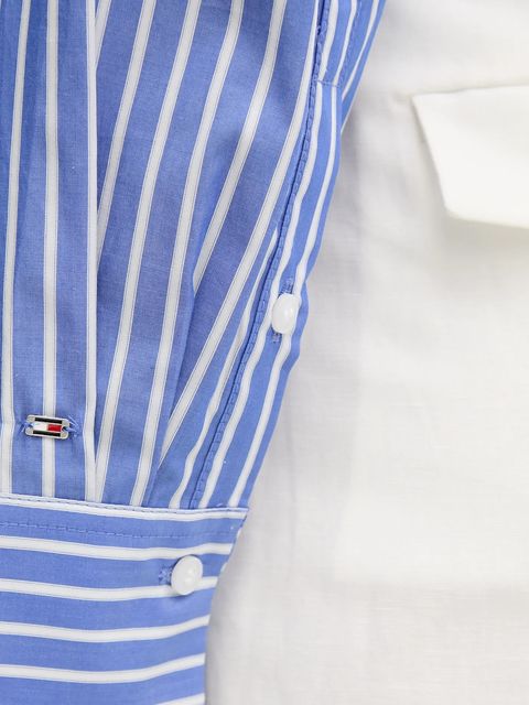 Tommy Hilfiger koszula bawełniana damska kolor niebieski relaxed z wiązanym dekoltem WW0WW44722