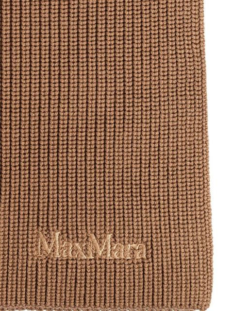 Max Mara ribbed high-neck virgin-wool scarf - Brown