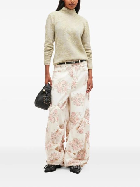 GANNI floral-print gathered jeans - Neutrals - zdjęcie produktu nr 2
