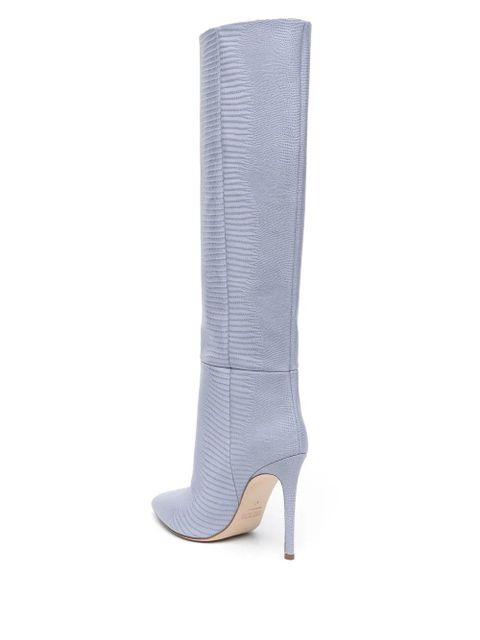 Paris Texas 105mm crocodile-effect knee-high boots - Blue