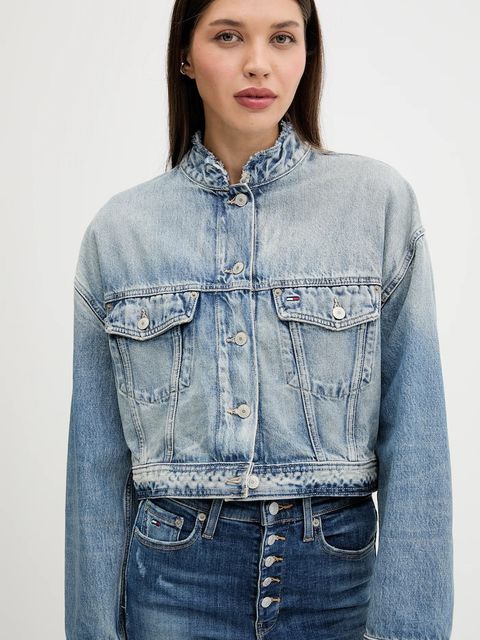 Tommy Jeans kurtka jeansowa kolor niebieski przejściowa oversize DW0DW21195