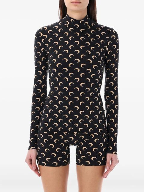 Marine Serre moon-print long-sleeve top - Black - zdjęcie produktu nr 1