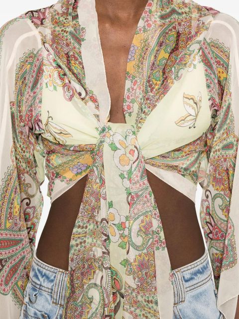 ETRO paisley-print silk cape - Green