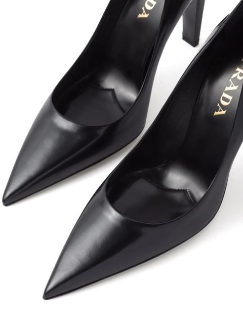 Prada 100mm brushed-leather pumps - Black