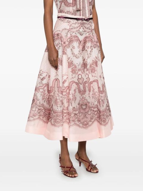ZIMMERMANN Crush flared midi skirt - Pink