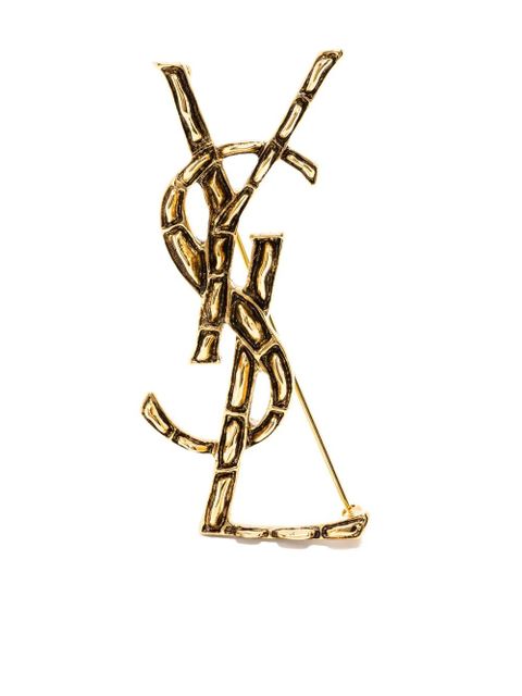 Saint Laurent Cassandre crocodile-effect brooch - Gold - zdjęcie produktu nr 1