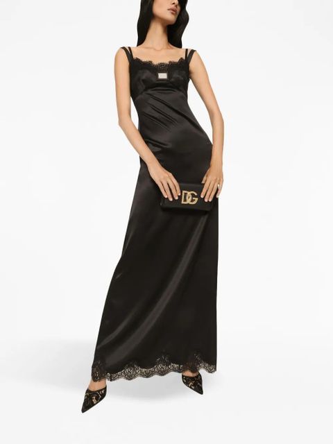 Dolce & Gabbana lace-trimmed satin gown - Black - zdjęcie produktu nr 2