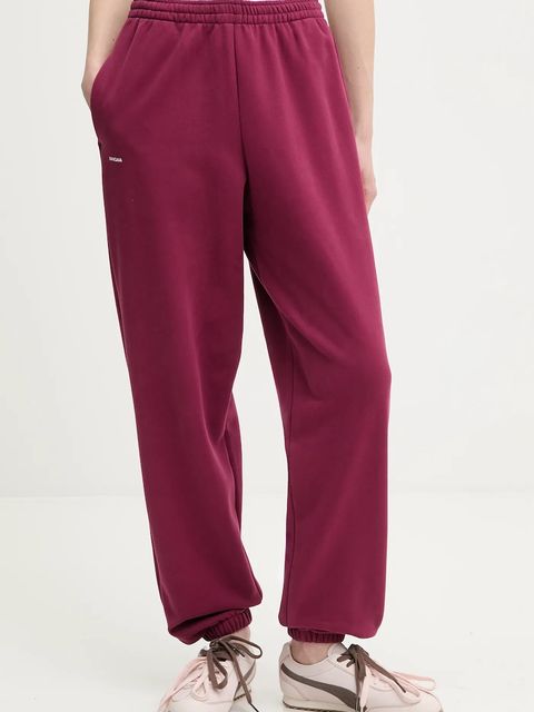 Pangaia spodnie dresowe bawełniane kolor bordowy gładkie 10000295