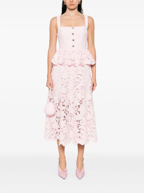 Self-Portrait floral-lace midi dress - Pink