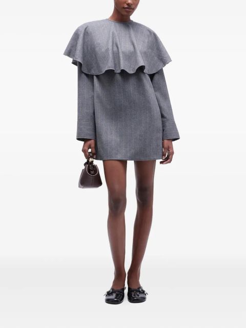 GANNI pinstripe ruffled dress - Grey