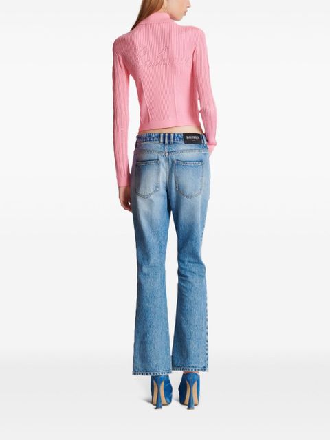 Balmain logo-embroidered knit cardigan - Pink