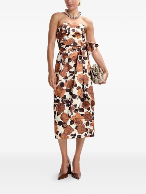 Essentiel Antwerp strapless floral wrap dress - Neutrals