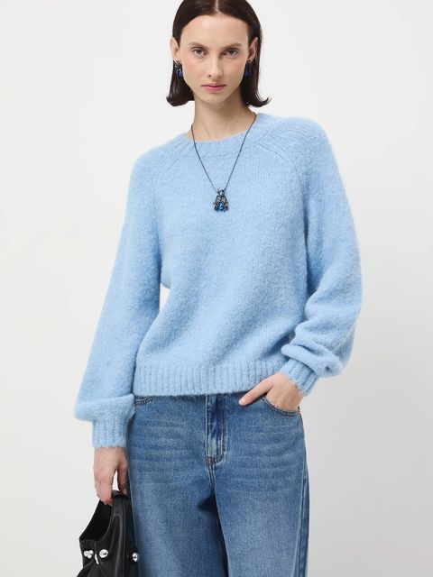 Medicine sweter z wełną alpaki kolor niebieski - zdjęcie produktu nr 1